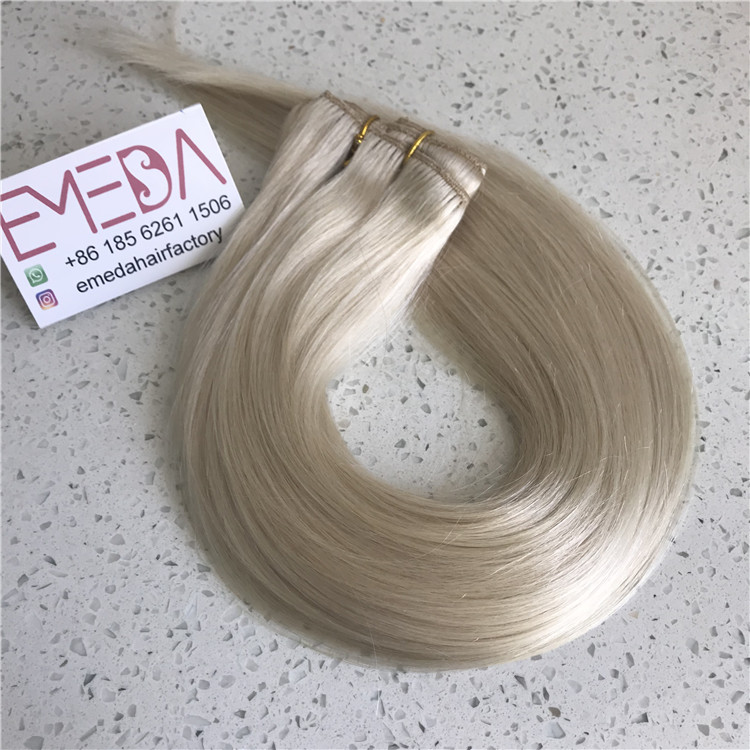 clip on extensions manufacture Melbourne virgin russian hair platinum blonde YJ297